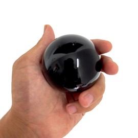 Lodkksg Black Obsidian Crystal Ball 60mm (2.36-inch) with Wooden Stand — Natural Polished Black scrying Ball, Suitable for Meditation and Home Decor.