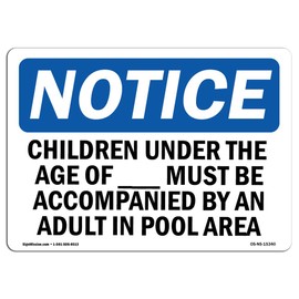 OSHA Notice Sign - Notice Children Under The Age of Pool Spa | Vinyl Label Decal | Protect Your Business, Construction Site | Made in The USA