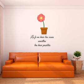 Design With Vinyl Spanish Wall Decals for Girls Bedroom - la fe no hace las cosas sencillas las hace posibles Bible Verse Luke 1:37 in Spanish Home Wall Sticker - Size: 21 in x 30 in