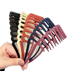 Xiaocao8 5PCS Headbands for Women, Plastic Non Slip Wave Hairbands, Womens Comfortable Head Bands with Big Teeth, Fashion Hair Accessories for Women Girls (5Colors, 12cm)
