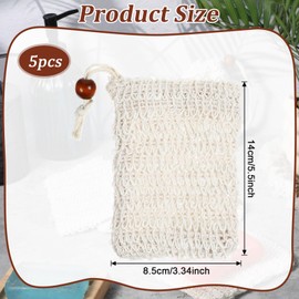 BOHUIZ Pack of 5 soap bags, sisal soap bags, organic natural soap bags, soap bags for solid soap, bath soap
