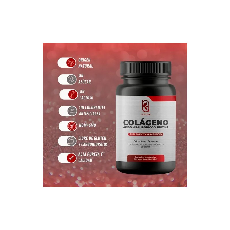 Colágeno Hidrolizado Naíma con Ácido Hialurónico y Biotina, para Piel,