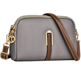 TEUEN Crossbody Bag Women's Leather PU, Zip Shoulder Bag Women's Medium Shoulder Bags Leather Handbag Women's Bag Leather Handbag for School Shopper Casual Daily, gray, crossbody