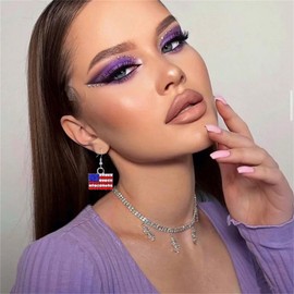 Dreuyet American Flag Earrings 4th of July Earrings Necklace Set for Women Rhinestone Red White Blue Heart Star Flag Patriotic Dangle Drop Earrings 4th of July Independence Day Earrings Fourth of July Accessories (American Flag)