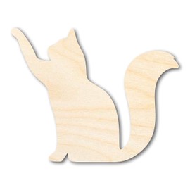Unfinished Wood Reaching Cat Shape Cat Craft up to 46" DIY 6" / 1/8"