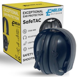 Emblem Outdoor SafeTAC Shooting Ear Protection for Gun Range. Safety Hearing Protection Ear Muffs and Noise Cancelling Headphones Kids. Effective Ear Muffs for Noise Reduction - Black (1 Pack)