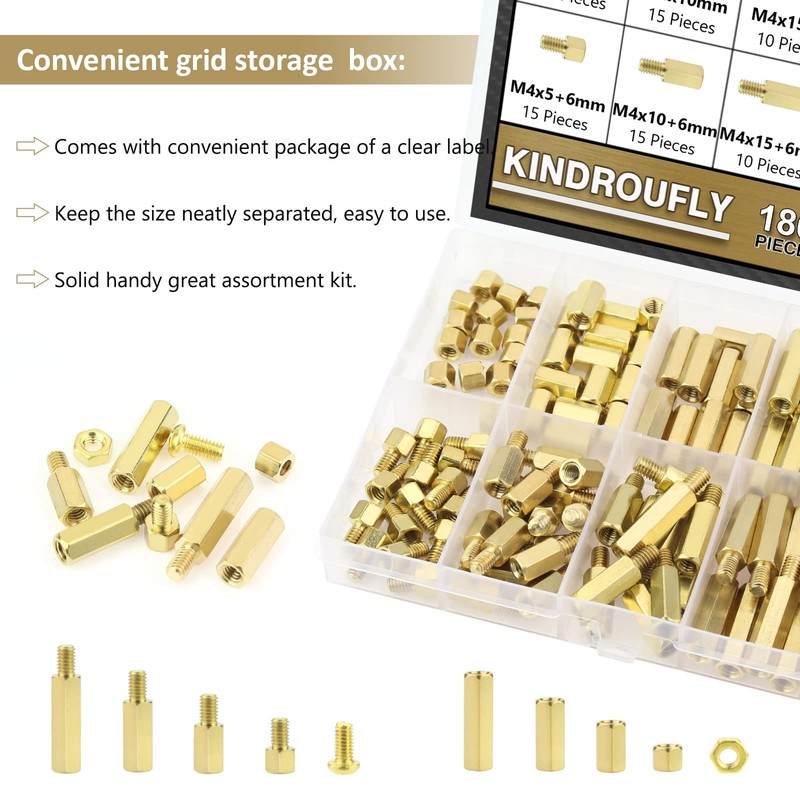 180 Pieces M4 Male Female Hex Brass Standoffs Spacers Screws