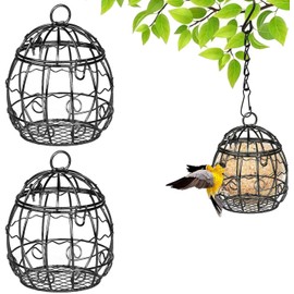 Pack of 2 Bird Feeders, Hanging Bird Feeder, Wild Bird Feeder, Hanging Bird Feeder, Metal Mesh Feeder for Wild Birds