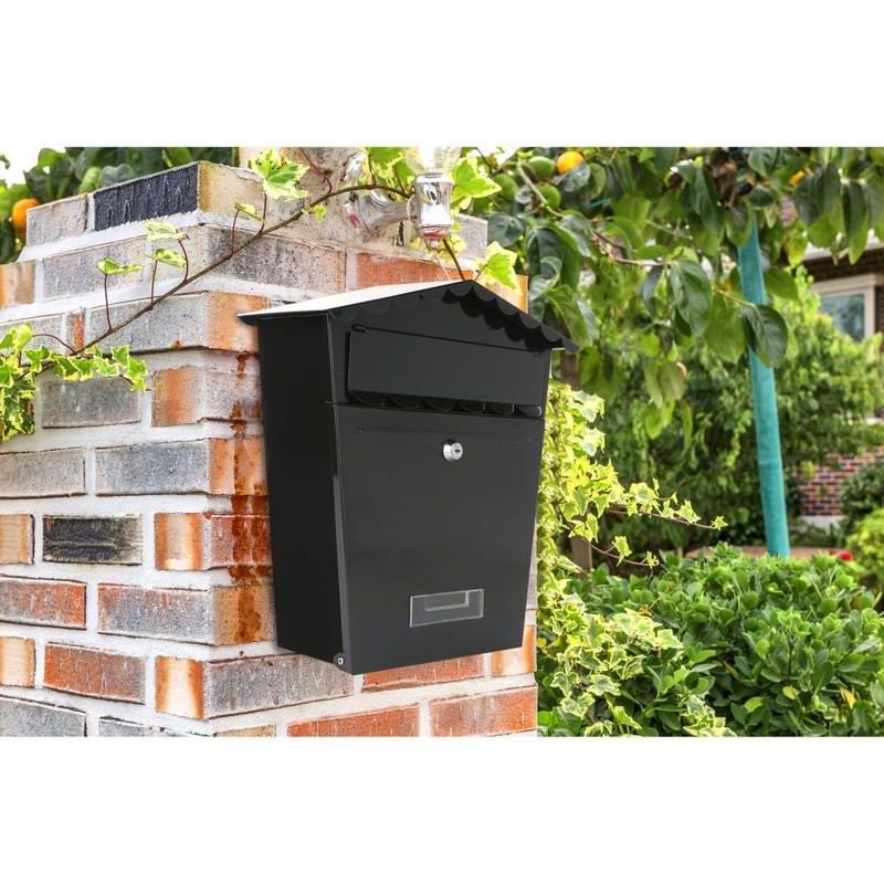 SereneLife Wall Mount Lockable Mailbox, Outdoor Galvanized Metal Key Large
