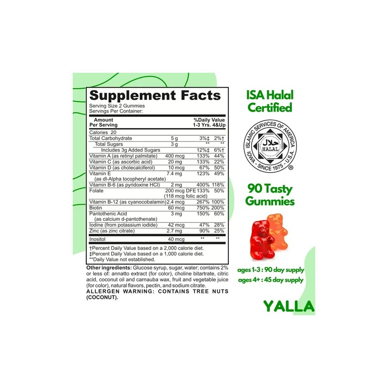 Vitaminas Halal Yalla Gomitas Niños 90 Días
