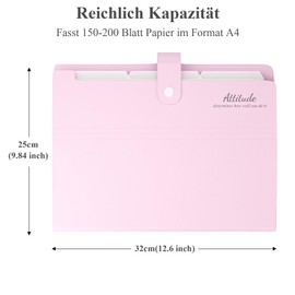 Smarpau Expanding File A4, 12 Compartments, Expandable File Folder, A4 Document Folder, Folder System Document Folder with Press Stud and Labels for Documents, Receipts (Purple)