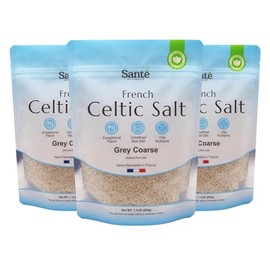 Sante Naturelle Celtic Salt Grey Coarse Sea Salt - 1.1lb (18oz) Pack of 3, Unrefined Organic French Sea Salt, Rich in 82+ Minerals Salt, 100% Natural & Hand Harvested Sal Celtica