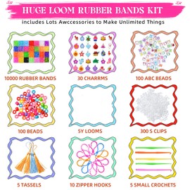 YYOODS 11000+Rubber Band Bracelet kit, Loom Bracelet Making Kit for Girls,Rubber Bands Refill Loom Set,for Kids Friendship Bracelet Kids Girls Birthday Gift Kits