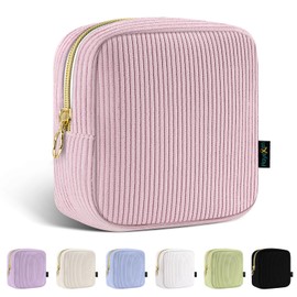 Small Cosmetic Bag, Corduroy Cosmetic Bag, Make Up Organiser Bag, Metal Ring Zipper, Mini Travel Accessories, Beauty Gift Sets, Toiletry Bag for Women, Girls, Women, Birthday, pink