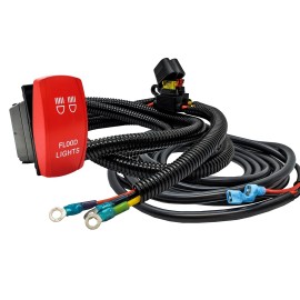 OZ-USA 10ft Power Busbar Wire Kit + Flood Light On/Off Red Rocker Switch for Can-Am X3