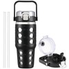MUKOKO 32 oz Glass Tumbler with Straw,Glass Water Bottles with