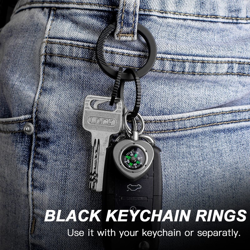 TISUR Titanium Keychain Rings, Split Side Pushing Key Rings Heavy