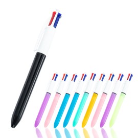 Scettar Pack of 10 Retractable Ballpoint Pens, 4 Colours in 1, Retractable Ballpoint Pen, Can Be Used to Take Notes, Diary, Handbook