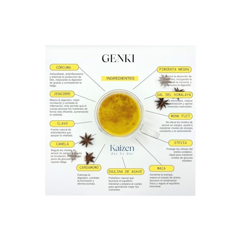 Genki ? Golden Milk Fortalecida con Inulina de Agave, Maca