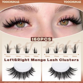 Manga Lash Clusters Spiky Eyelash Clusters Wispy Individual Lashes Extension 160pcs DIY Cluster Eyelash Extensions 10-16mm D Curly Natural Individual Cluster Lashes by TOOCHUNAG