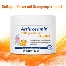Arthrosamin Collagen Powder - with Bioactive Glucosamine, Curcumin, Collagen Peptides and Vitamin C, for More Mobility - Orange Flavour, 150 g