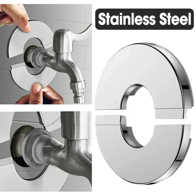 2 pieces split two-piece chrome stainless steel valve/tap cover/valve hole