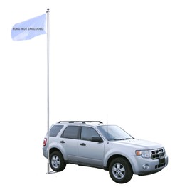 Vispronet 20ft. Aluminum Sectional Tailgating Flag Pole Kit - Includes 5 Aluminum Pole Segments, Finial, Pole Cap, Cleat, Rope, Snap Hooks, Screw, 4lb Car Base and PVC Pipe