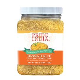 Pride of India | Extra Long Basmati Rice with Minced Turmeric 24 oz (680.3 gm) | Naturally Aged Healthy Grain | Perfect for Pilaf, Biryani, Kitchari, Coconut Rice | Vegan, Non-Bioengineered, Gluten-Free