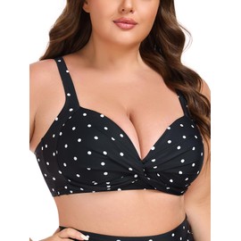 Ocean Blues Women's Black Polka Dot Supportive Bikini Top Molded Swimsuit Top Size X-Large