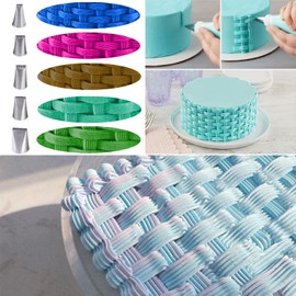 Suuker Basketweave Piping Tip Set, Stainless Steel Half Row Braided Flower Mouth Nozzles, Braided Decorating Tube Set For Pastry Fondant Tools (5 Pieces)