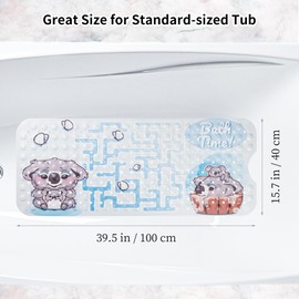 ALL PRIDE Baby Bathtub and Shower Mat, Non Slip with Suctions Cups and Drain Holes, Machine Washable, Bath Mat for Tub for Kids, 39.5 x15.7 Inch, Koala Print