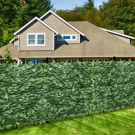 ECOOPTS Expandable Artificial Laurel Fence Wall Décor Faux Leaf Privacy Fence Screen Plant Leaves Covering Decoration for Home Backyard Garden, 39"x394", 1 Piece