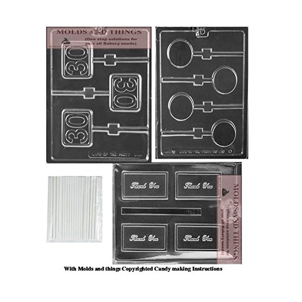 Number 30 Plain Lolly numbers and letters Chocolate candy mold,