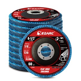 EZARC Flap Disc 4 1/2 Inch for Anger Grinder, 10 PCS 60 Grit Zirconia Grinder Sanding Disc, Type 29 Abrasive Grinding Wheel for Stainless Steel, Sheet Metal (7/8 inch Arbor Size)