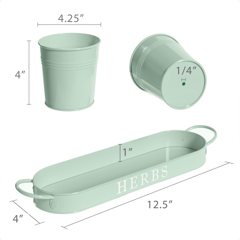 Barnyard Designs Indoor Herb Garden Planter Set with Tray, Metal