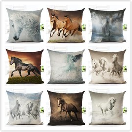 JYTDBCS Horse series printed linen pillowcase home backrest office living room sofa cushion pillowcase，horse cushion，horse cushions.