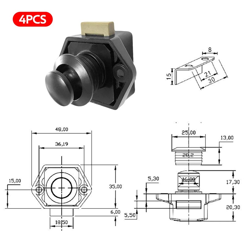 4PCS Push Button Latch Catch Push Door Lock,Push Button Latch