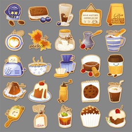 50PSC Coffee Waterproof Stickers for Kids Teens Adults Boys Girls,Coffee Lovers Decal Decoration Water Bottles Laptops Cars Books Scrapbook Bicycle Luggage Laptop Guitar Skateboard Refrigerator