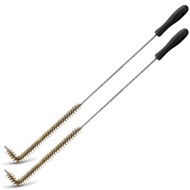 Yaomiao 2 Pcs L Shaped Fryer Cleaning Brush 23 Inch High Temperature Deep Fryer Coil Cleaner L Tipped Coil Brush, Long Handle, Metal Bristles for Grill BBQ Cleaning Accessories