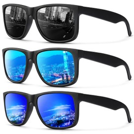 Mens Sunglasses Polarized, Retro Sunglasses for Men Women with UV Protection for Outdoors Fishing Running Driving(Grey/Blue/Dark Blue)