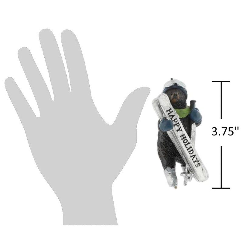 The Bridge Collection 3.75" Skiing Resin Black Bear Ornament -