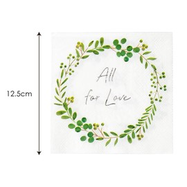Talking Tables Wreath Cocktail Napkins - Add a touch of romance to your table, 16-12 cm, White/Green