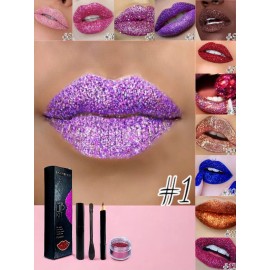 A4f Solutions Glitter Lips Polvo De Labios Con Lápiz Delineador 12 Piezas
