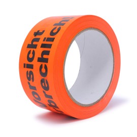 gws Warning Tape Caution Fragile Hallway Orange PVC Strong Packaging Tape in Professional Quality Warning Tape Parcel Tape 50 mm x 66 m (1 Roll)