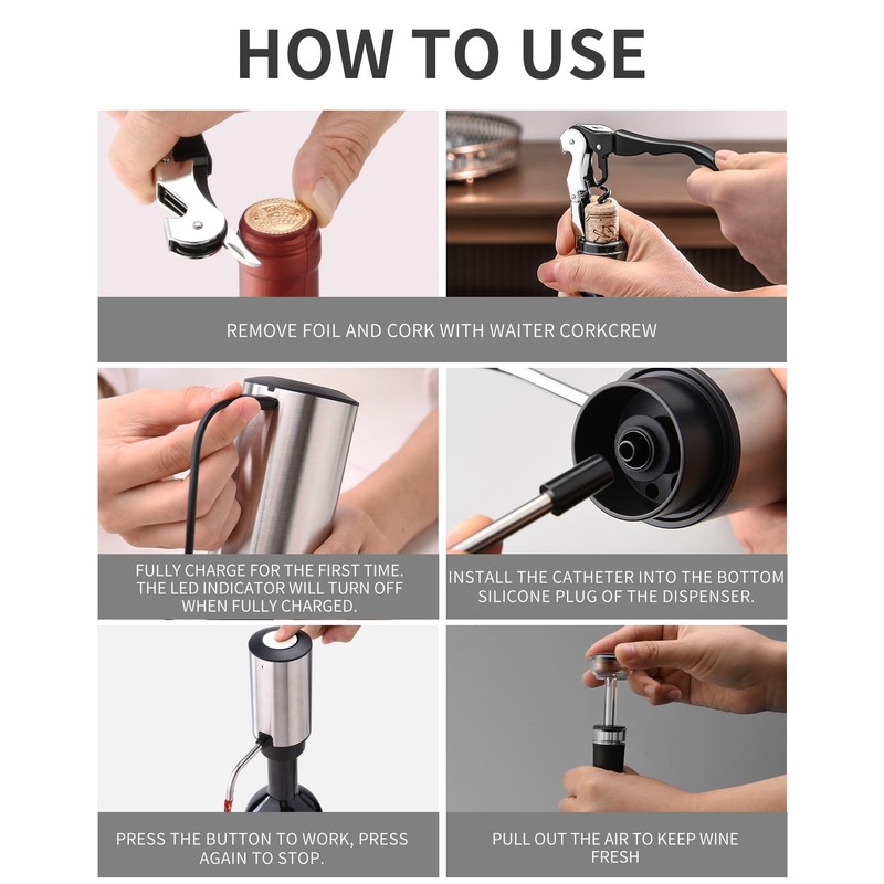 CIRCLE JOY Electric Wine Aerator Pourer Rechargeable One-touch Wine Decanter