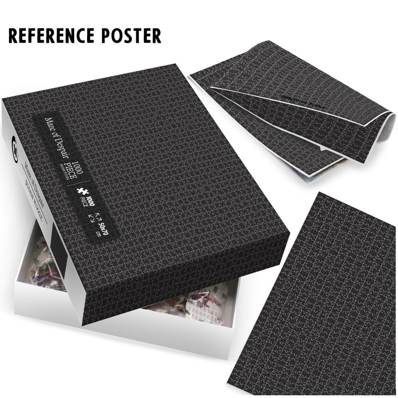 Impossible Mystic Maze Puzzles for Adults 1000 Pieces, Difficult Black