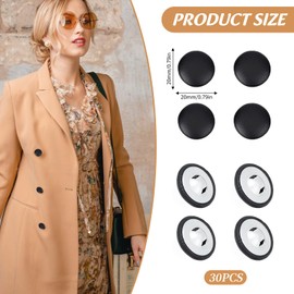 letsinstyle 30 PCS 20mm Black Faux Leather Covered Buttons, Round PU Leather Button with Shank, Sew On Knitting DIY Handcraft Decoration for Furniture Jeans Sofa