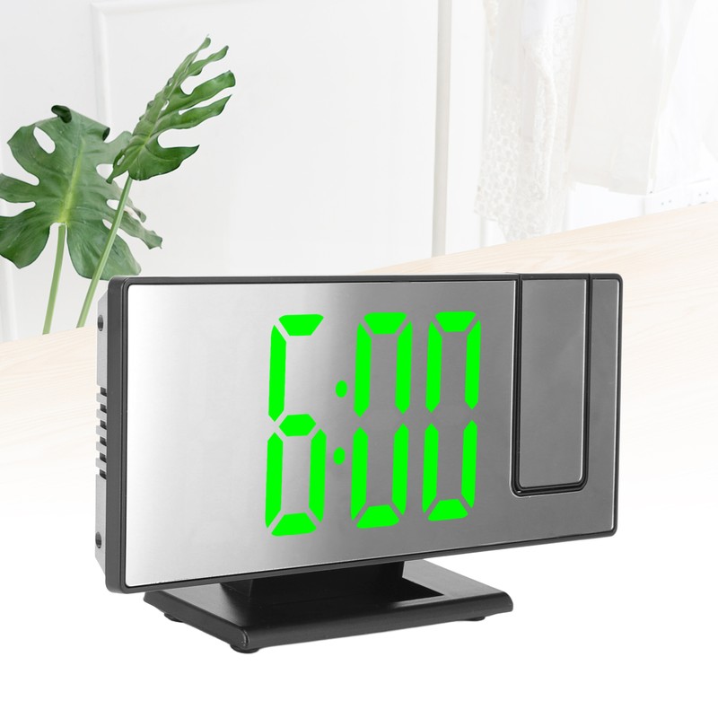 Projection Digital Alarm Clock USB Charging Automatic Dimming LED Mirror