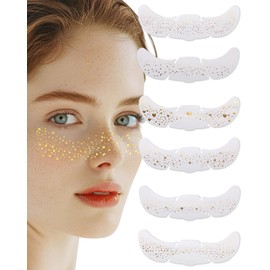BARRU Pack of 6 Glitter Face Freckles Tattoo, Waterproof Golden Stars and Dots Temporary Tattoos, Festival Freckles, Henna Freckles Tattoo Foil (Gold)