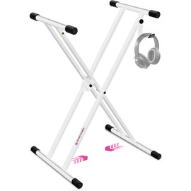 Liquid Stands White Piano Keyboard Stand - X Style Adjustable & Portable Heavy Duty Music Stand for Kids and Adults - Fits 54-88 Key Electric Pianos - Double Braced Foldable Digital Piano Table Frame